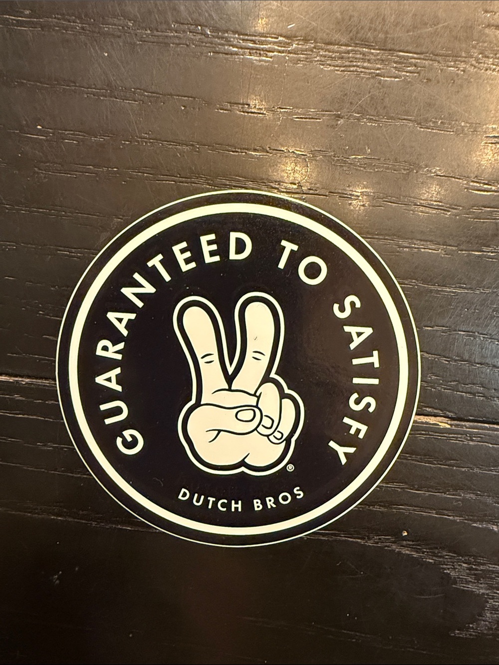Dutch Bros Black and White Peace-Hand Round Sticker